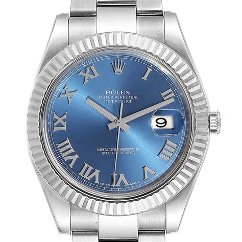 rolex datejust ii blue dial roman numerals fluted bezel|Rolex Datejust ii roman numerals.